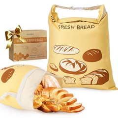 2 PACK Bread Bags for Homemade Bread, Gift 17 inches x 14 inches, Yellow