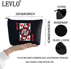 LEVLO Queen of Hearts Cosmetic Make Up Bag King and Gift Q Black