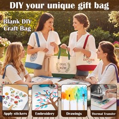 12 Pack Multi-color Blank Canvas Tote Bags Bulk 17.5 x 14.5 Inch Reusable Gro…