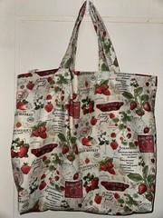 Strawberry Festival – Handmade Tote Bag, Laptop Bag, Reversible, Washable