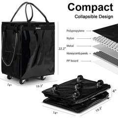 (Large,Black) Reusable Grocery Bag on Wheels, Foldable Rolling Tote, Carries …
