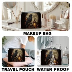 Nurawo Gothic Black Raven Makeup Bag Crow Goth Cosmetic Bags for Multicolor