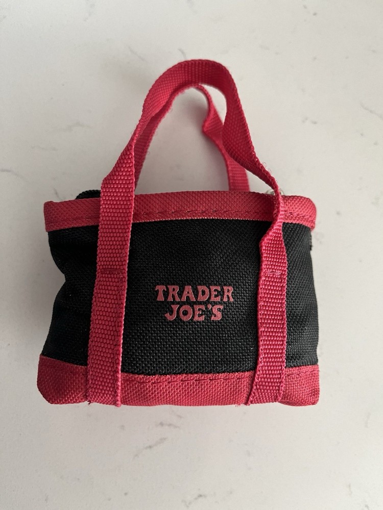 Trader Joe’s Red Trim Micro Tote With Grocery Bag 2 In 1 Mini Ltd Edition NWOT