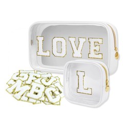 GODEAGLE Personalized Travel Makeup Bag Set, 2PCS Toiletry & 26 White