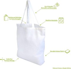 ZENPAC Canvas Bags with Handles – 4 Pack Organic Cotton Totes