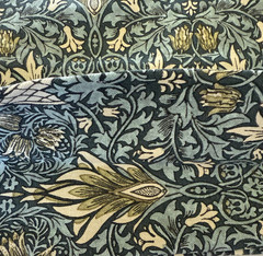 William Morris Canvas Tote Reusable Bag Snakehead Stickley Style Gray Blue Flora