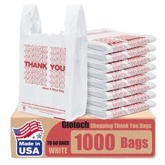 Glotoch Plastic Thank You Bags 1000 Count, 11.5″ x 6.5″ x 1000 White