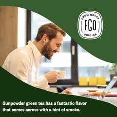 FGO Organic Gunpowder Green Tea, Loose Leaf, 453g Bulk 1 Pound (Pack of 1)