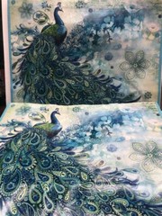 2 Punch Studio Oversized Water-Resistant Shopping Tote Bags (Paisley Peacock)