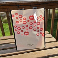 Vintage Sephora Tote Reusable Plastic Shopping Bag, Black White &Red Lips 9x12x4