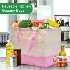 3 Pack Canvas Reusable Grocery Bags Heavy Duty 8.3 gal Foldable Large Tote Bag