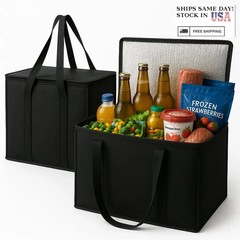 2 Pack XL Insulated Grocery Bags Heavy Duty Reusable Thermal Cooler Tote