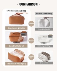 EACHY Travel Makeup Bag,Large Capacity Cosmetic Bags for Medium, AA-Brown