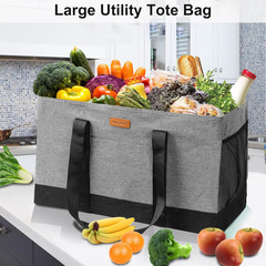 Extra Large Foldable Grocery Tote Bag with Handles for Storage, Picnics, Beach,