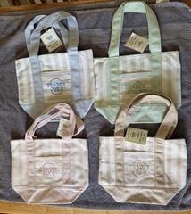 Trader Joe’s Lot of 4 Small Canvas Stripe Tote Bags Multicolor 13x6x10