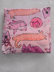 Standard Reusable Bag Arty Pink Cat Foldable Tote 16″ x 25″ x 5″ Pink/Multicolor