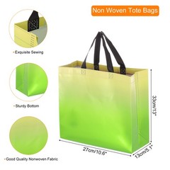 24Pcs Reusable Gift Bags with Handles 10.6 x 13 Inch Gradient Green