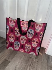 New XXL Skulls ~Day Of The Dead~ Shopping Bag Reusable Tote Bag~ Marshalls pink