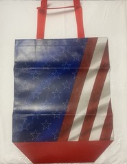 Reusable Foldable Plastic Shopping Bag Red White Blue Stars Stripes Pattern