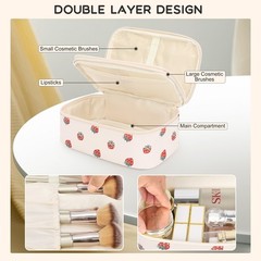 Relavel Makeup Bag, Small Bag for Women, Travel MEDIUM, 01B-Strawberry