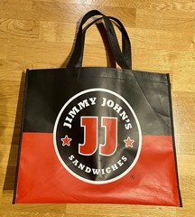 Jimmy John’s Sandwiches Reusable Extra Large Tote Shopping Bag, Size 18″x15”x13”