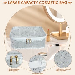 TotePrint Star Pattern PVC Waterproof Makeup Bag – 9.84×7.09×3.94inch, White