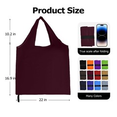 Foldable Nylon Lightweight Reusable Grocery Shopping Tote Bag With Holder