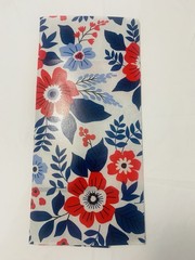 Reusable Foldable Plastic Shopping Bag Blue Red White Floral Pattern