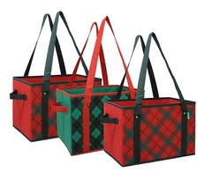 Deluxe Collapsible Reusable Shopping Box Grocery Bag Set with Reinforced Bott…