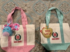 99 Ranch Market Canvas Mini Tote Bags Set of 2 – Pink Aqua White