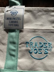 TRADER JOE’S MINI LIGHT GREEN PASTEL CANVAS TOTE BAG | New with tags Mint