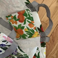BlueQ Shopper Reusable Handle Tote Bag – Flowers Fruit Butterfly By Leah Goren