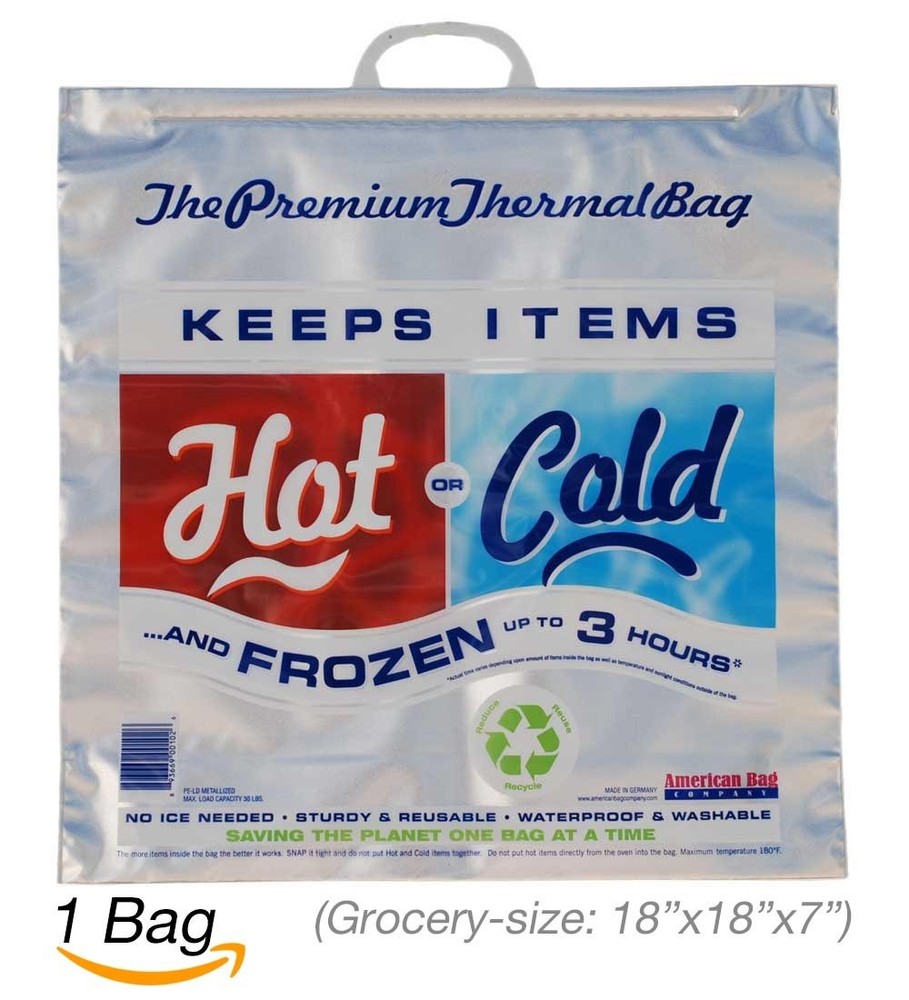 | Insulated Thermal Cooler, Grocery Size, Red/Blue