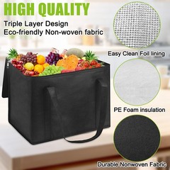 VZZNN Set of 10 XL-Large Insulated Reusable Grocery Bags with Zipper and Hand…