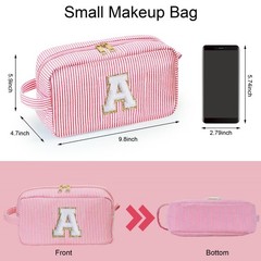 YOOLIFE Gifts for Women Teen Girls Kids – Initial Makeup Bag Cosmetic Pink