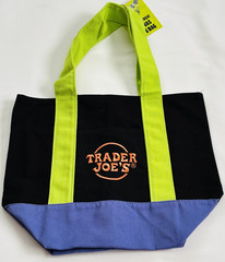Trader Joes Halloween Mini Canvas Tote Bag Embroidered Logo Double Handles