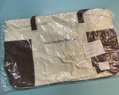 NEW The Company Store Cotton Canvas Tote Bag Ivory Brown Zip