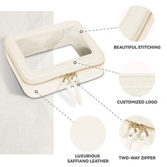 Prite Clear Makeup Bag Cosmetic Organizer Case Standard – Single Layer, Beige