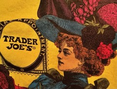 Vintage Trader Joe’s Reusable Canvas Bag Made In USA Fruit Lady Funky Art Tote