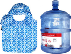 Bolsas reutilizables para compras paquete de 3 diseno de flores azul geometrico