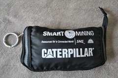 Black Nylon Zippered Fold-Up Shopping Bag, with key ring