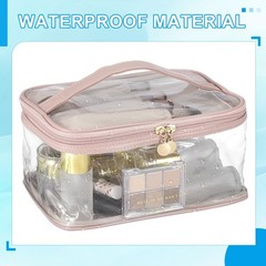 PATIKIL Clear Toiletry Bag, Waterproof Travel 9.25 x 6.1 x 5.12 inch, Pink