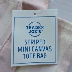 Trader Joe’s MINI Canvas Reusable Bag, with Off White or Tan, LIGHT PINK STRIPES