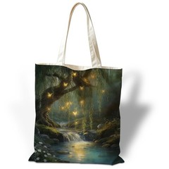 Vintage Forest Canvas Tote Bag for Women, Reusable Grocery Shoulder Shopping …