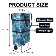 Foldable Shopping Bag with Wheels,Foldable Trolley Bags ,Tote Grocery Bags Shopp