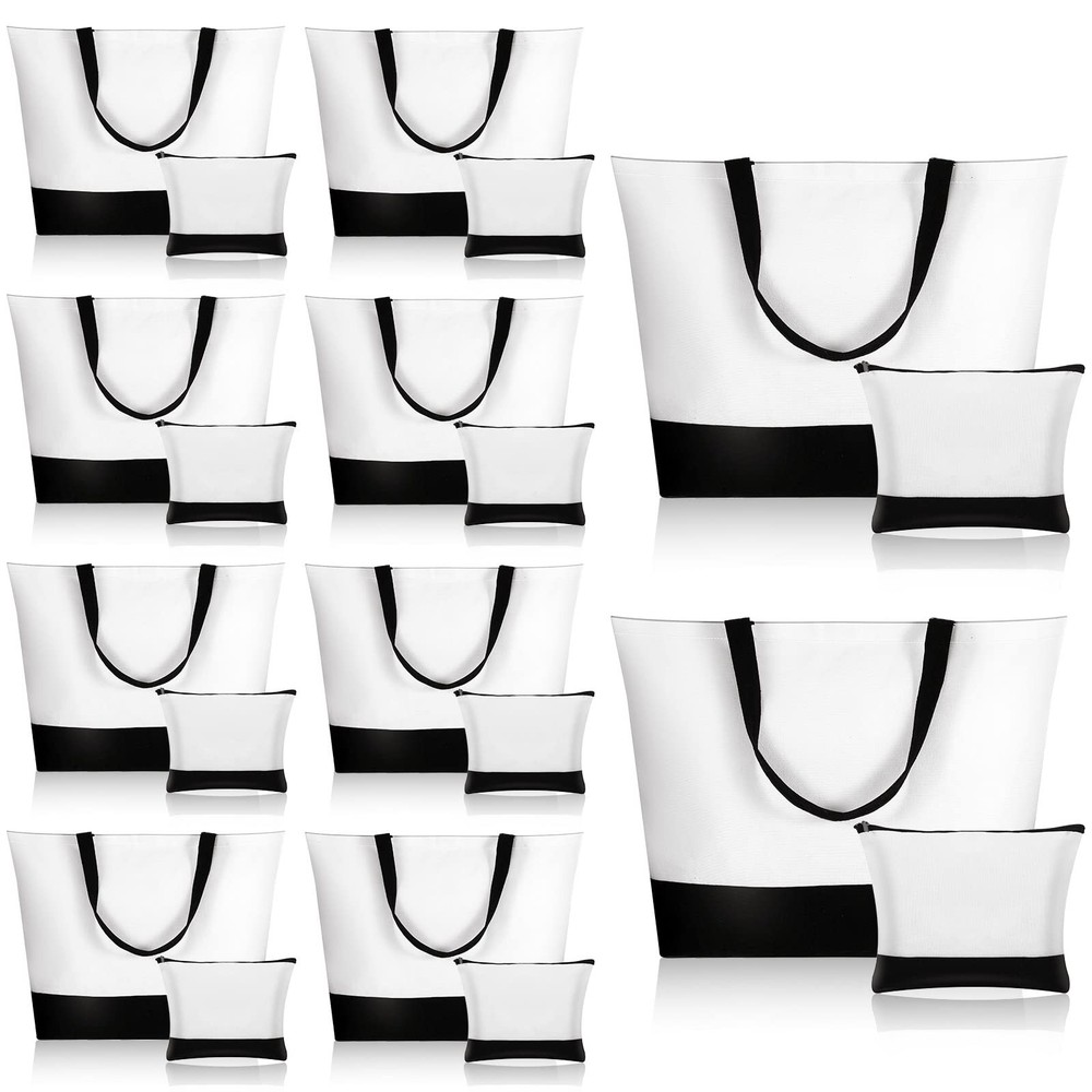 20 Pcs Large Blank Canvas Tote Bags and Makeup Bags Blank Reusable Grocery Lu…