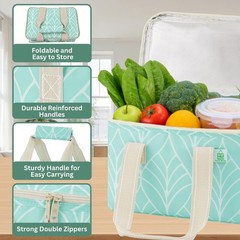 2 Pack Insulated Lunch Bag Cooler Lunch Reusable Grocery Shopping Tote Bag, D…
