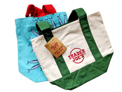 2PC Combo Trader Joe’s Sardines Canvas and Green Mini Tote Bags
