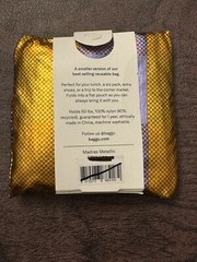 BAGGU Baby Reusable Bag MADRAS METALLIC Check Plaid Purple Gold Tote NWT