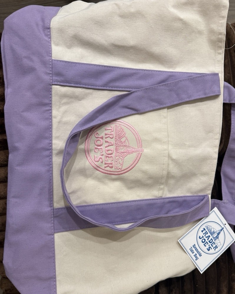 Trader Joe’s Canvas Limited Release Tote Shopping Bag LARGE Lavender – NWT